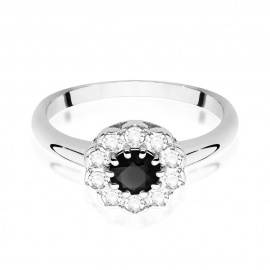 Pierścionek W0529 Czarny Diament 0,50ct białe złoto