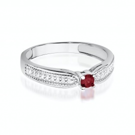 Pierścionek W0449 Rubin 0,15ct białe złoto