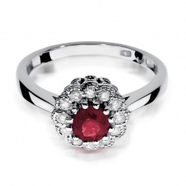 Pierścionek W0284 Rubin 0,60ct białe złoto