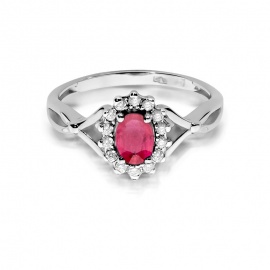 Pierścionek W0182 Rubin 0,60ct białe złoto