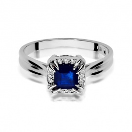 Pierścionek W0358 Szafir 0,70ct białe złoto