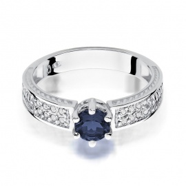 Pierścionek W0075 Szafir 0,50ct białe złoto