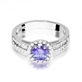 Pierścionek W0087 Tanzanit 0,50ct białe złoto