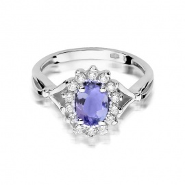 Pierścionek W0182 Tanzanit 0,70ct białe złoto