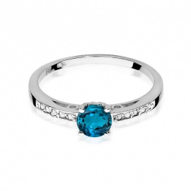 Pierścionek W0066 Topaz London Blue 0,50ct białe złoto