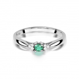 Pierścionek W0428 Szmaragd 0,15ct białe złoto