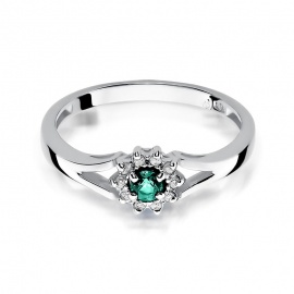 Pierścionek W0185 Szmaragd 0,15ct białe złoto