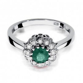 Pierścionek W0284 Szmaragd 0,50ct białe złoto