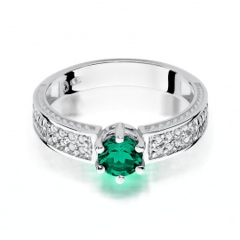 Pierścionek W0075 Szmaragd 0,50ct białe złoto