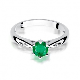 Pierścionek W0074 Szmaragd 0,50ct białe złoto