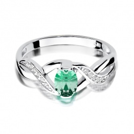 Pierścionek W0028 Szmaragd 0,40ct białe złoto