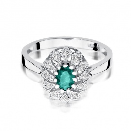 Pierścionek W0354 Szmaragd 0,40ct białe złoto
