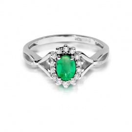 Pierścionek W0182 Szmaragd 0,40ct białe złoto