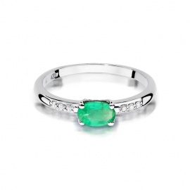 Pierścionek W0077 Szmaragd 0,40ct białe złoto