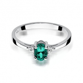 Pierścionek W0301 Szmaragd 0,40ct białe złoto
