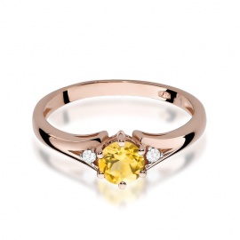 Pierścionek W0076 Cytryn 0,50ct różowe złoto