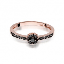 Pierścionek W0091 Czarny Diament 0,04ct różowe złoto