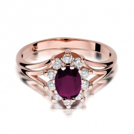 Pierścionek W0037 Rubin 1,00ct różowe złoto