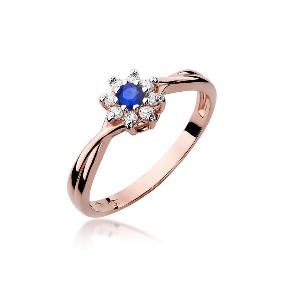 Pierścionek W0072 Szafir 0,15ct różowe złoto