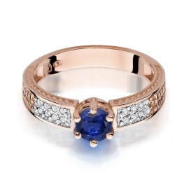 Pierścionek W0075 Szafir 0,50ct różowe złoto