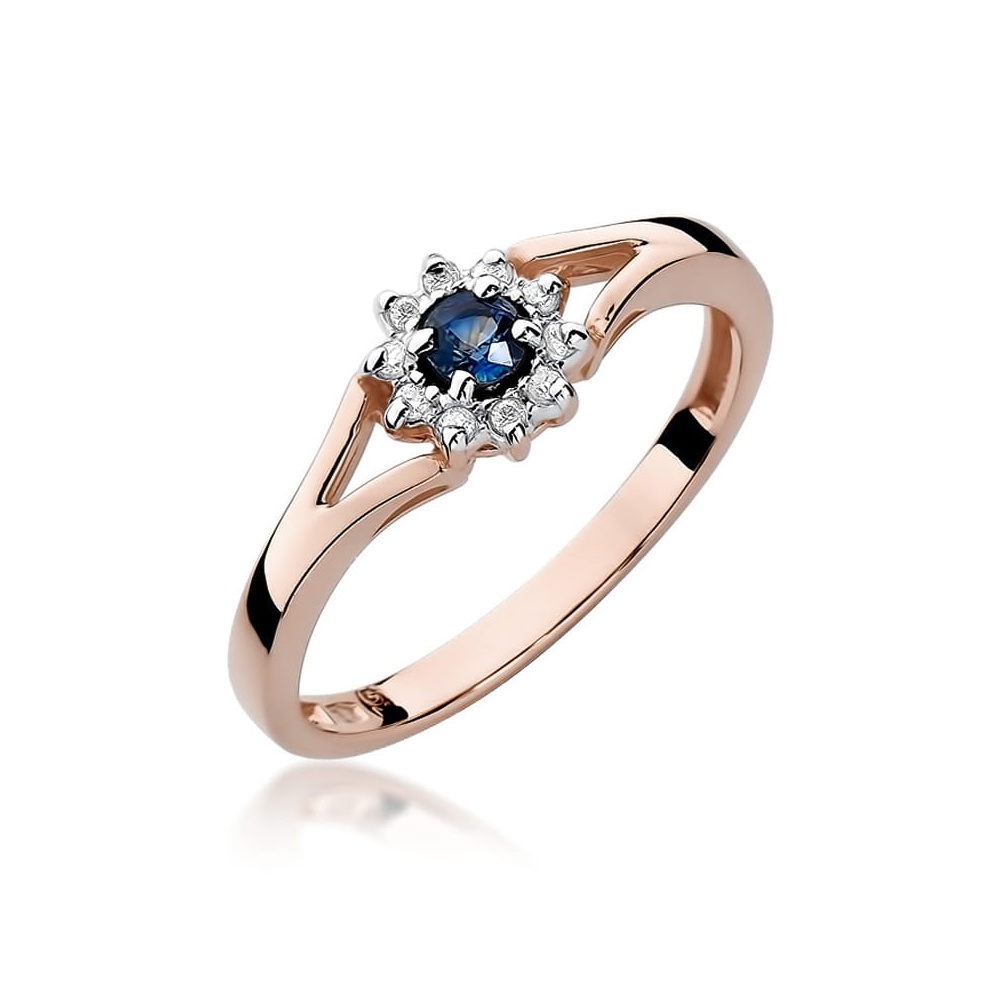 Pierścionek W0185 Szafir 0,15ct różowe złoto