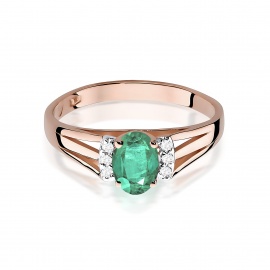 Pierścionek W0005 Szmaragd 0,40ct różowe złoto