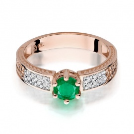 Pierścionek W0075 Szmaragd 0,50ct różowe złoto