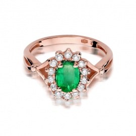 Pierścionek W0182 Szmaragd 0,80ct różowe złoto