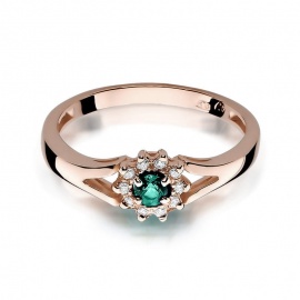 Pierścionek W0185 Szmaragd 0,15ct różowe złoto