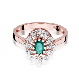 Pierścionek W0354 Szmaragd 0,40ct różowe złoto