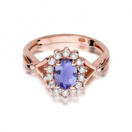 Pierścionek W0182 Tanzanit 0,70ct różowe złoto