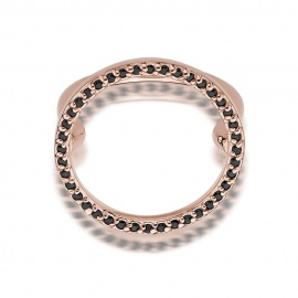 Pierścionek W0510 z czarnymi Diamentami różowe złoto