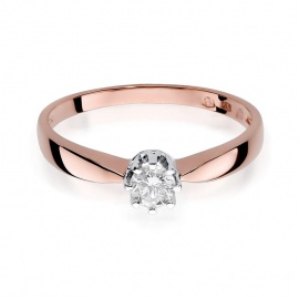 Pierścionek W0173 Diament 0,15ct różowe złoto