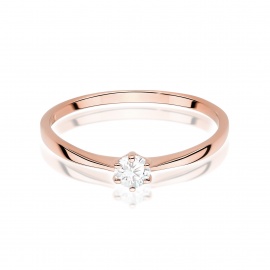 Pierścionek W0579 Diament 0,15ct różowe złoto