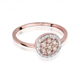 Pierścionek W0440 z brązowymi Diamentami różowe złoto
