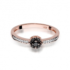 Pierścionek W0091 Czarny Diament 0,04ct różowe złoto
