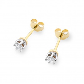 Kolczyki K0068 Diament 2 x 0,15ct żółte złoto