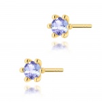Kolczyki K0222 Tanzanit 2 x 0,15ct żółte złoto