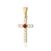 Krzyż D0008 Rubin 0,15ct żółte złoto