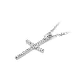 Krzyż D0004 z diamentami białe złoto