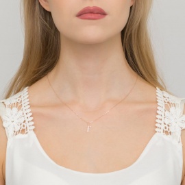 Zawieszka Z0069 Diament 0,005ct - litera T - różowe złoto