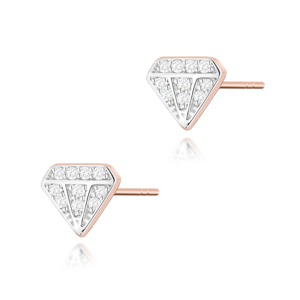 Kolczyki K0504 z diamentami różowe złoto