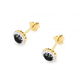 Kolczyki K0510 Czarny Diament 2 x 0,50ct żółte złoto