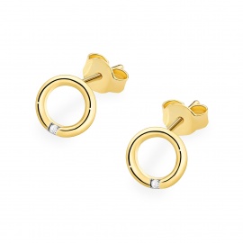 Kolczyki K0082 Diament 2 x 0,005ct żółte złoto