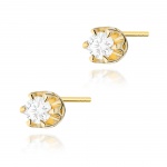 Kolczyki K0032 Diament 2 x 0,08ct żółte złoto