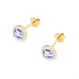 Kolczyki K0509 Tanzanit 2 x 0,50ct żółte złoto