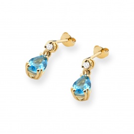 Kolczyki K0006 Topaz Swiss 2 x 0,90ct żółte złoto