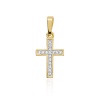 Krzyżyk D0042 z diamentami żółte złoto