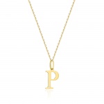 Naszyjnik N0069 z diamentami - litera P - żółte złoto