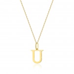 Naszyjnik N0069 z diamentami - litera U - żółte złoto